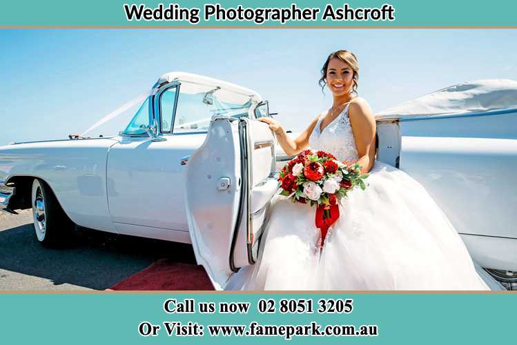 Photo of the Bride outside the bridal car Ashcroft NSW 2168