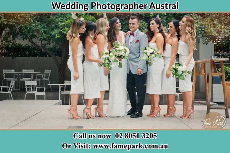 Photo of the Bride and the Groom with the bridesmaids Austral NSW 2179