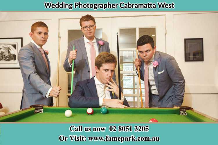 Photo of the Groom and the groomsmen playing billiard Cabramatta West NSW 2166 