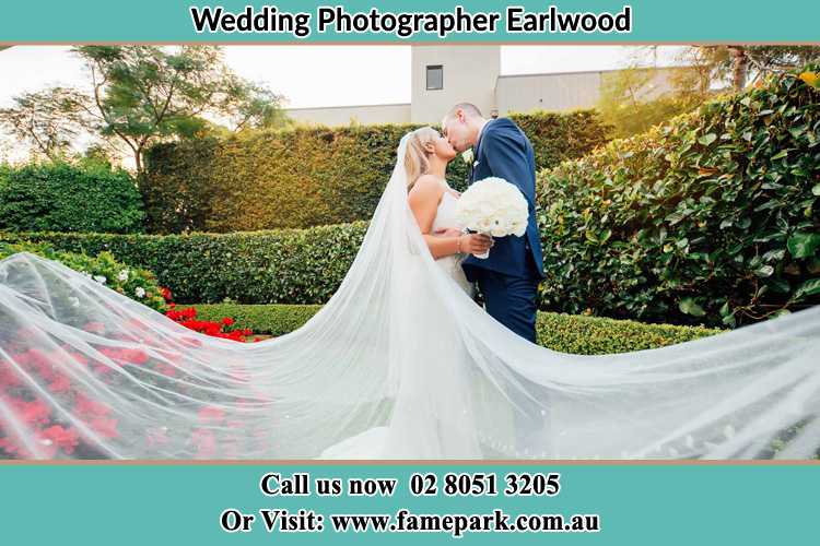 Photo of the Bride and the Groom kissing at the garden Earlwood NSW 2206