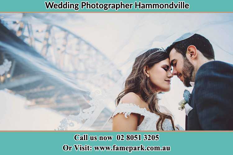 Close up photo of the Bride and the Groom under the bridge Hammondville NSW 2170