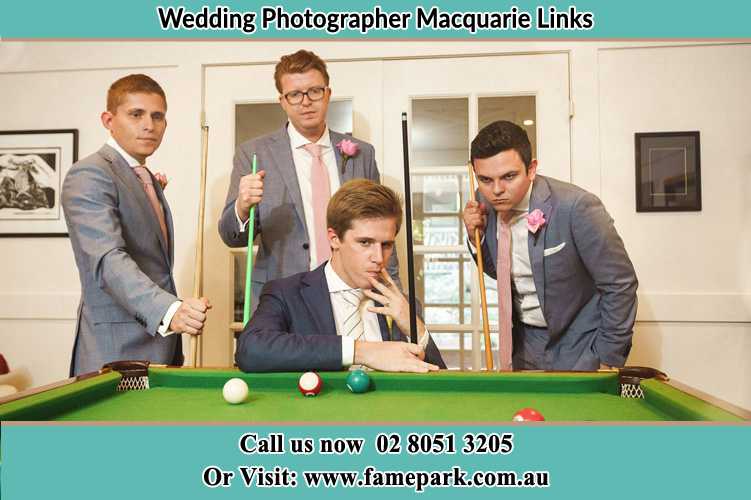 Photo of the Groom and the groomsmen playing billiard Macquarie Fields NSW 2565