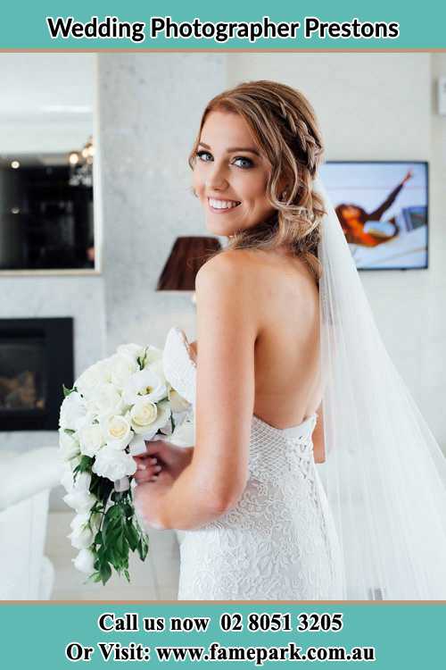 Photo of the Bride holding flower bouquet Prestons NSW 2170