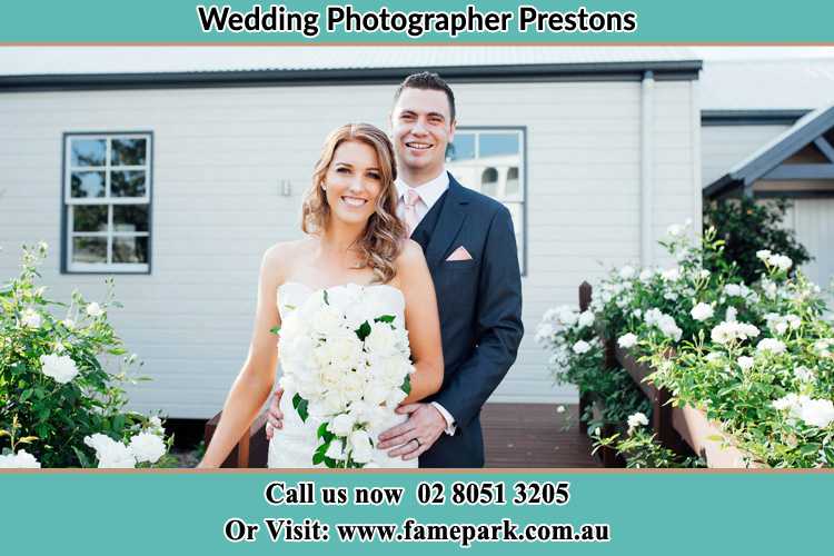 Photo of the Bride and the Groom at the front house Prestons NSW 2170