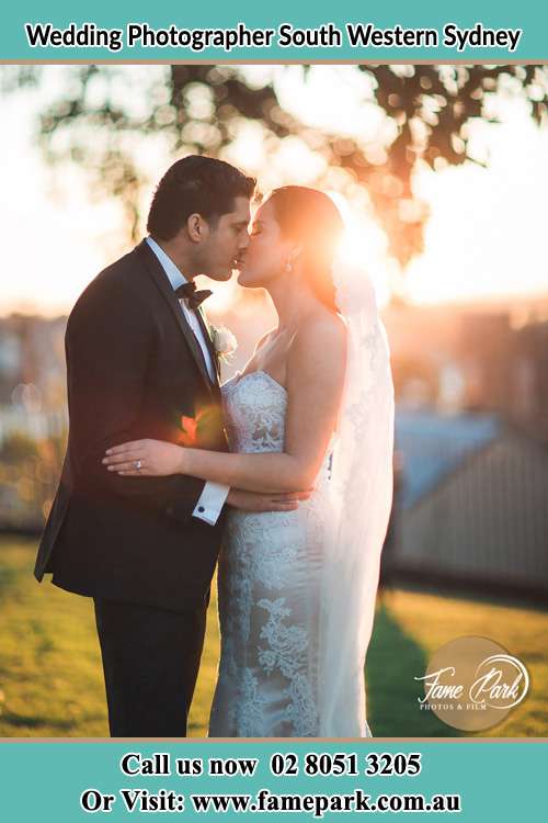 The newly weds kissing South Western Sydney